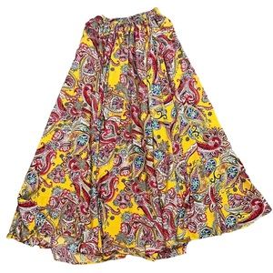 Paisley Skirt Gold Bright Colorful Flare Floral S Small